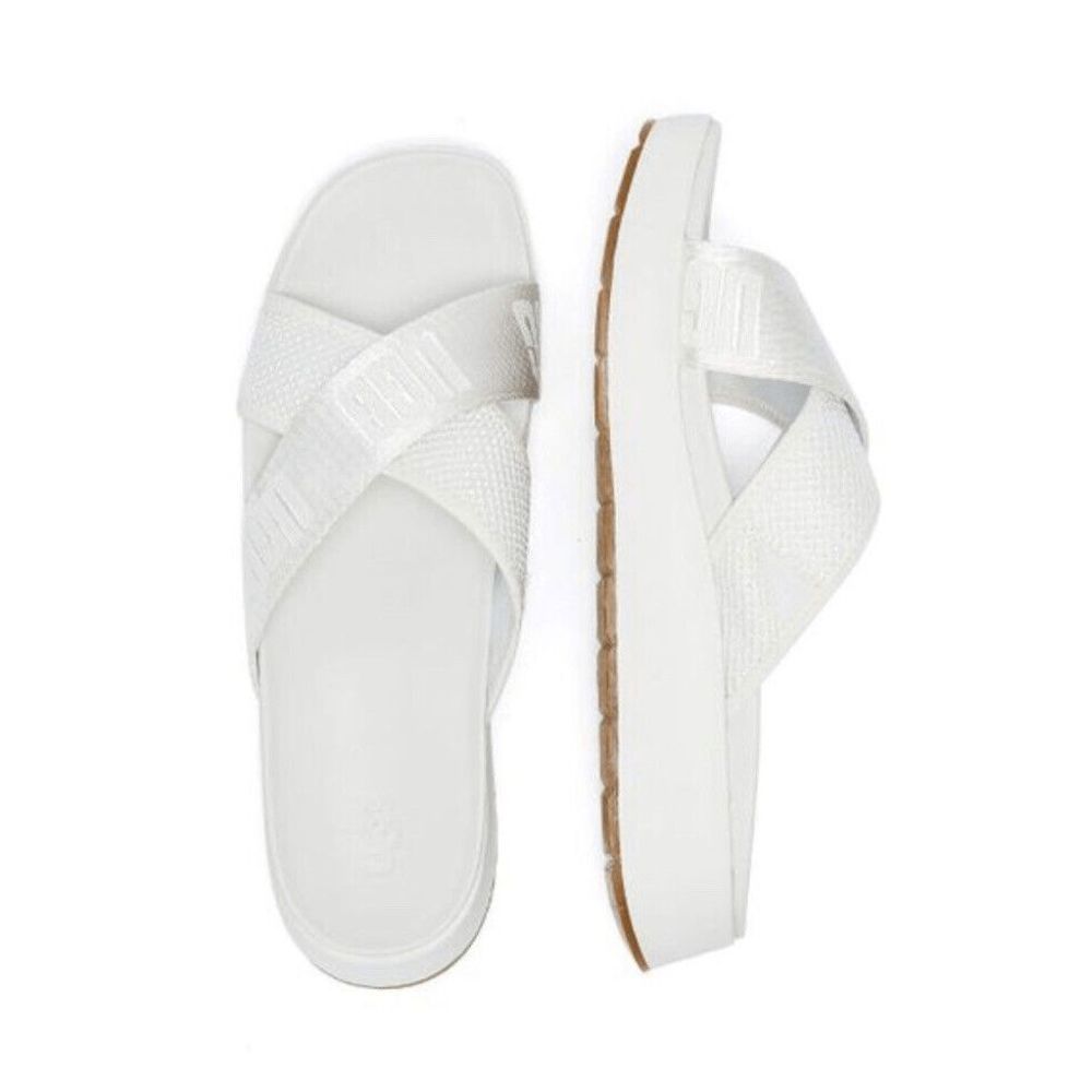 UGG Women's Emily Mesh Slide Sandals - White 6.5M